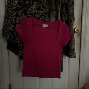 Chic Pink Square Neck Top